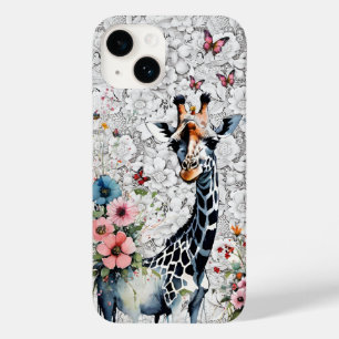 Adorable Giraffe Wildflowers Butterflies and Lace Case-Mate iPhone 14 Case