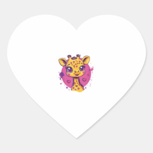 Adorable Giraffe With Hearts Cartoon Love Heart Sticker