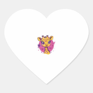 Adorable Giraffe With Hearts Cartoon Love Heart Sticker