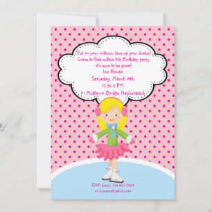 Adorable Girl Ice Skating Birthday Invitation