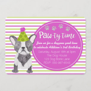 Adorable Girl's Dog Puppy Birthday Invitation