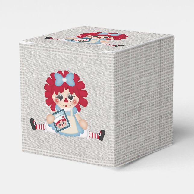 Adorable Girly Country Raggedy Rag Doll Favour Box (Front Side)