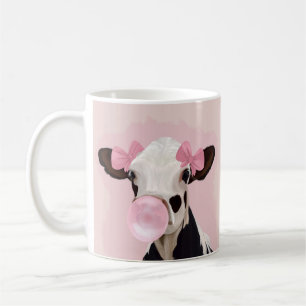 Adorable Girly Cow Bubblegum Pink Coffee Mug