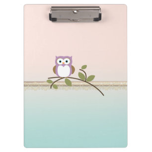 Adorable Girly Cute Owl Clipboard