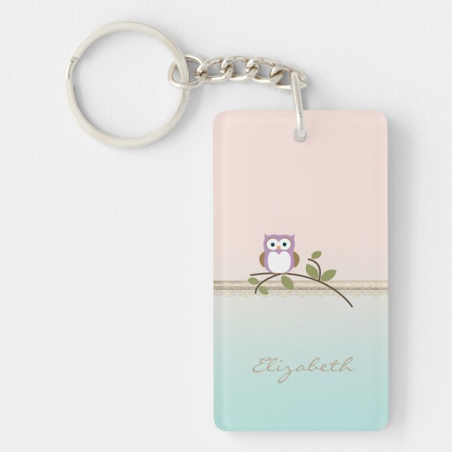 Adorable Girly Cute Owl Key Ring (Front)