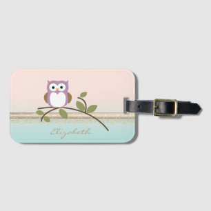 Adorable Girly Cute Owl Luggage Tag