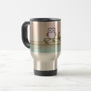 Adorable Girly Cute Owl,Personalised Travel Mug