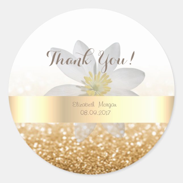 Adorable Girly,Daisy ,Glittery,Bokeh ,Personalised Classic Round Sticker (Front)