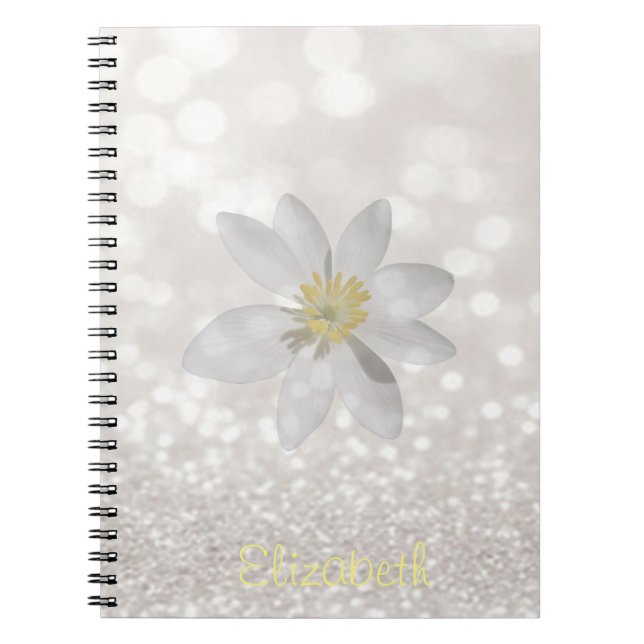 Adorable Girly,Daisy ,Glittery,Bokeh ,Personalised Notebook (Front)