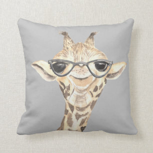 Adorable Girraffe & Hippo Reversible Pillow