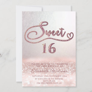 Adorable Glam rose gold glitter script ombre  Invi Invitation