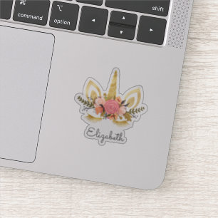 Adorable Glitter Unicorn , Flowers - Personalised