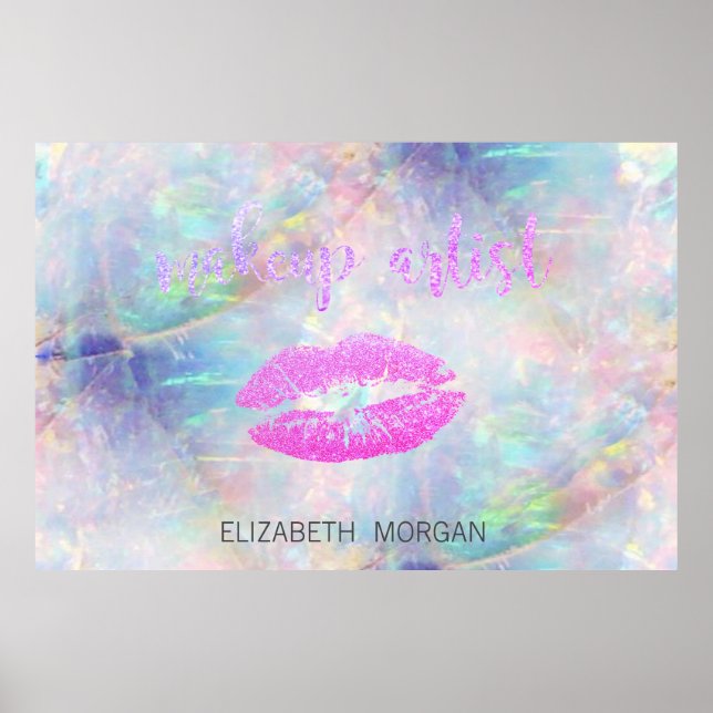 Adorable Glittery  Lips,Kiss,Makeup artist Opal Poster (Front)