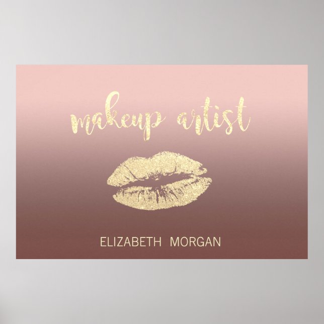 Adorable Glittery  Lips,Kiss,Makeup artist Poster (Front)