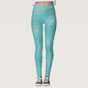 Adorable Glittery Snowflakes,Christmas Leggings