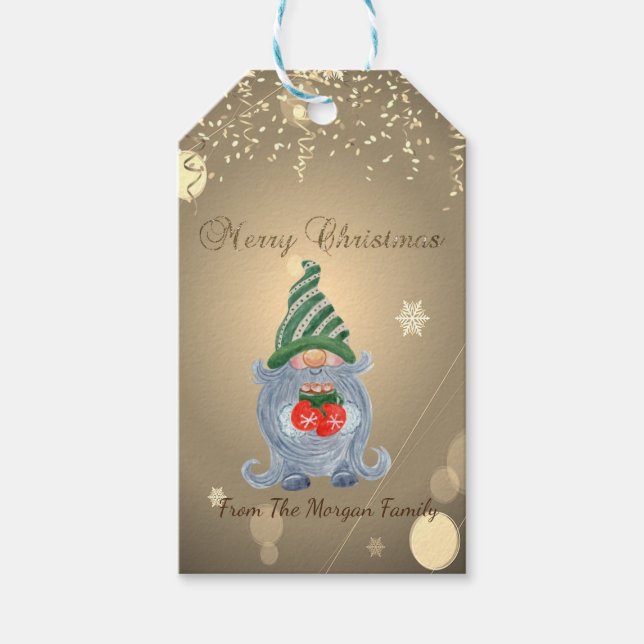 Adorable Gnome Confetti  Gift Tags (Front)