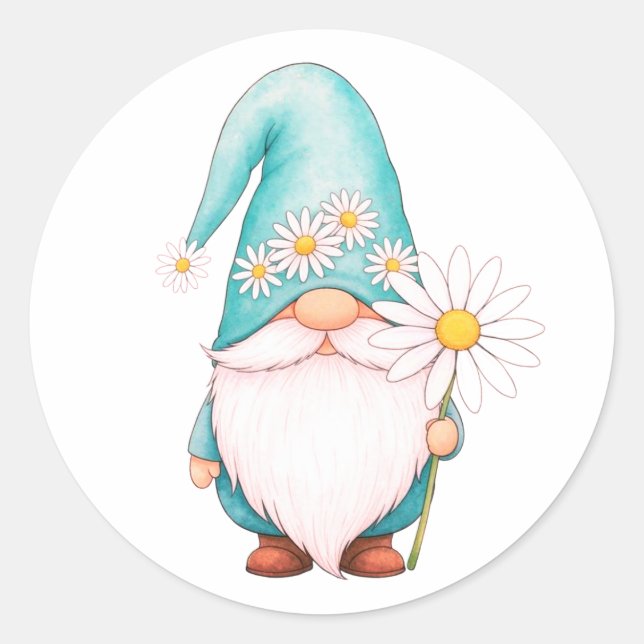 Adorable Gnome Sheet or Roll of Stickers (Front)