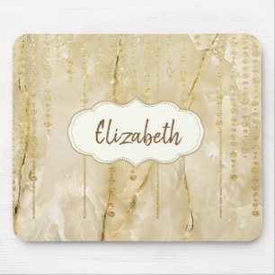 Adorable Gold Diamonds, Marble -Personalised Mouse Pad
