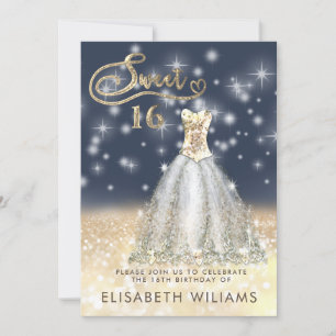 Adorable gold dress charming glittery ombre invit invitation