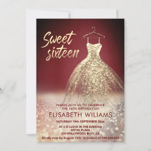 Adorable gold dress charming glittery ombre invitation