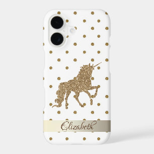 Adorable Gold Glitter Unicorn, Polka Dots
