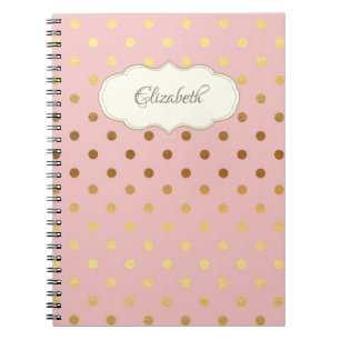 Adorable Gold Polka Dots,Personalised Notebook