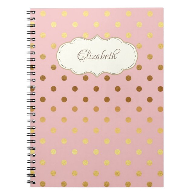 Adorable Gold Polka Dots,Personalised Notebook (Front)