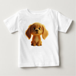 Adorable Golden Puppy 3D Illustration Baby T-Shirt