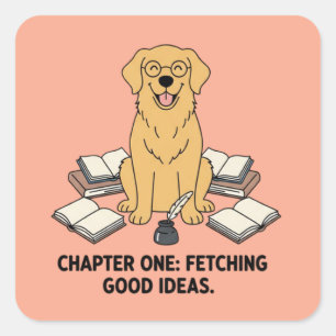 Adorable Golden Retriever Academic Journalling Square Sticker
