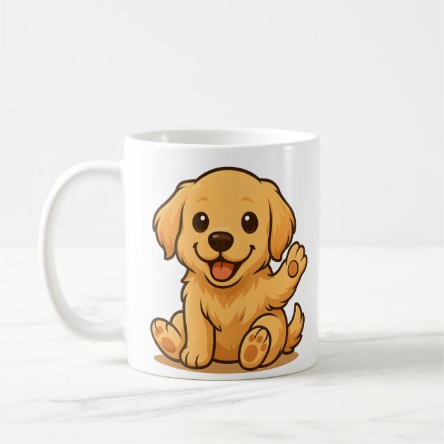 Adorable Golden Retriever Mug – Cute Dog drinkware (Left)