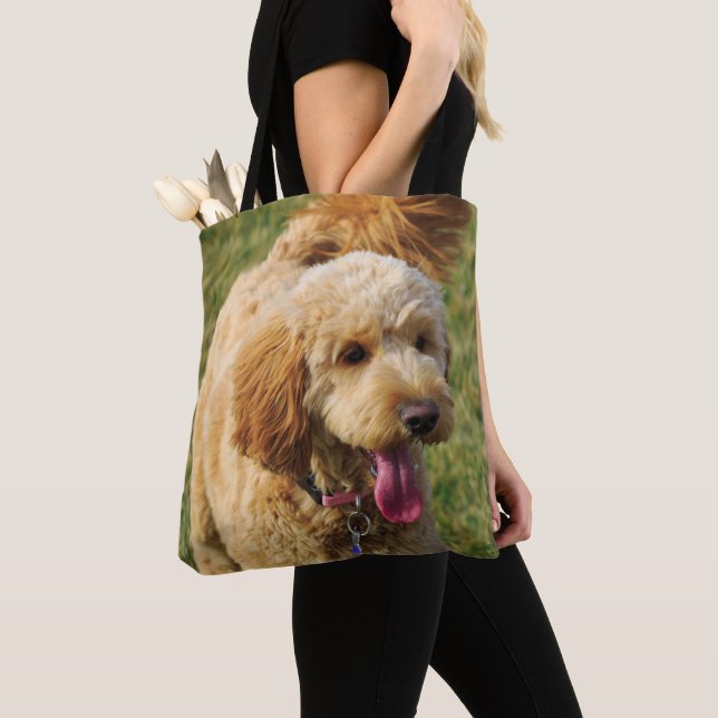 Adorable Goldendoodle Dog Tote Bag (Close Up)