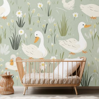 Adorable Goose Meadow Seamless Pattern