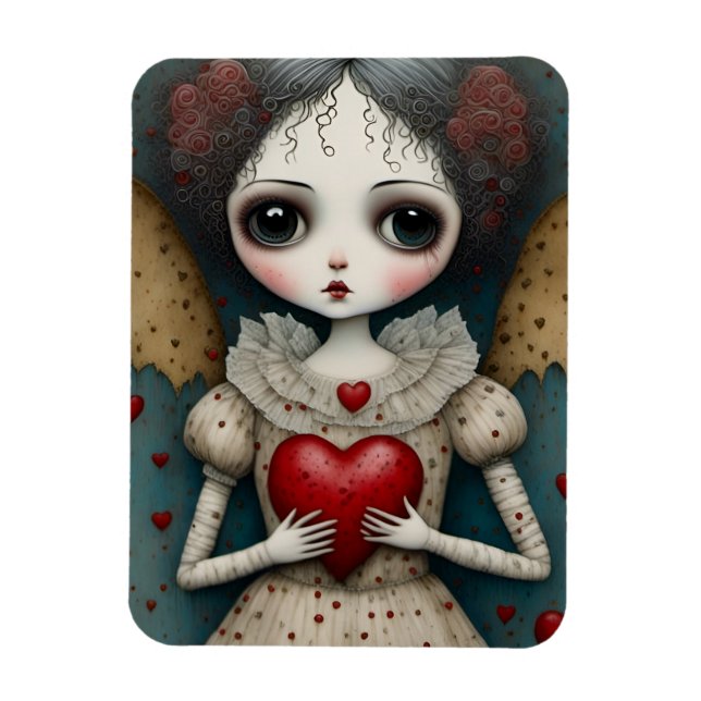 Adorable Gothic Valentine Doll Magnet (Vertical)