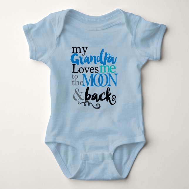 Adorable Grandpa Loves Me Up To The Moon - Baby Bodysuit (Front)