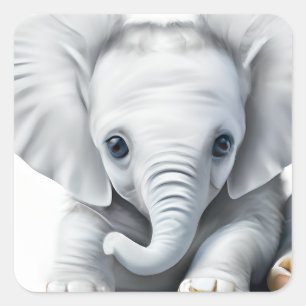 Adorable Gray Baby Elephant  Square Sticker