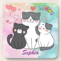 Adorable Grayish Cats Meow Love Personalised