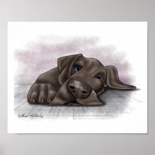 Adorable Great Dane Cartoon Poster