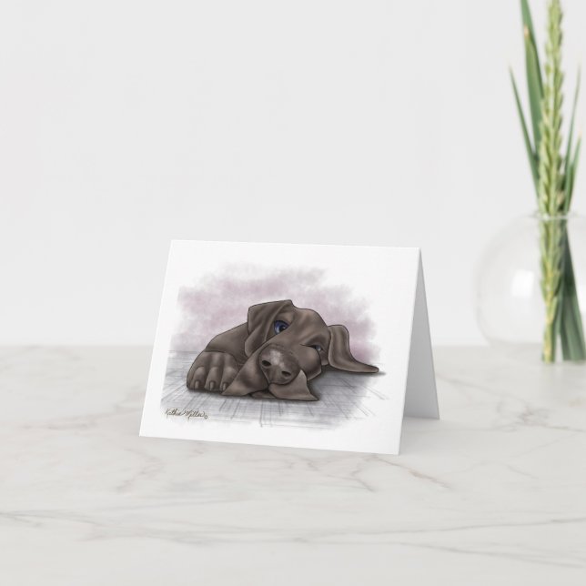 Adorable Great Dane Cartoon Thank You Card (Front)