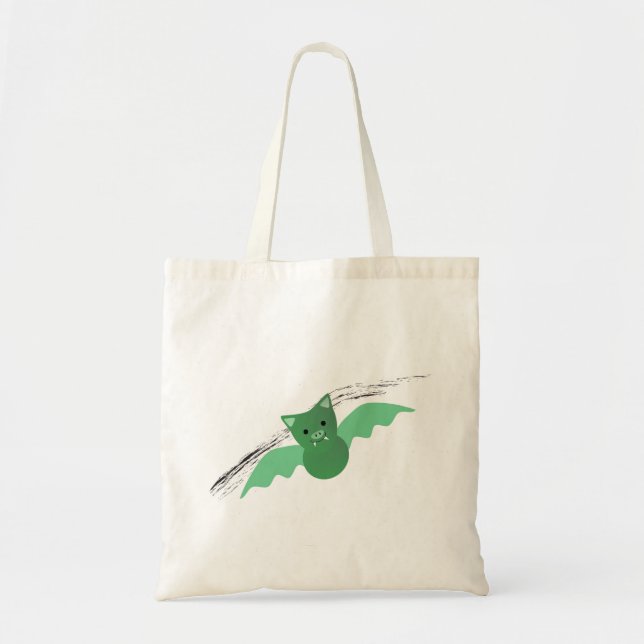 Adorable Green Bat Tote Bag (Front)