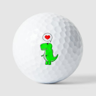 Adorable Green Cartoon T-Rex Dinosaur Golf Balls