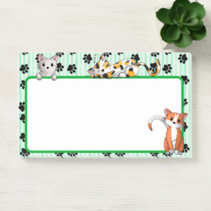 Adorable Green colour with paws cute kittens 10"x6 Post-it Notes
