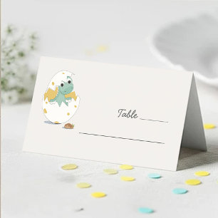 Adorable Green Dinosaur Egg Themed Baby Events Place Card