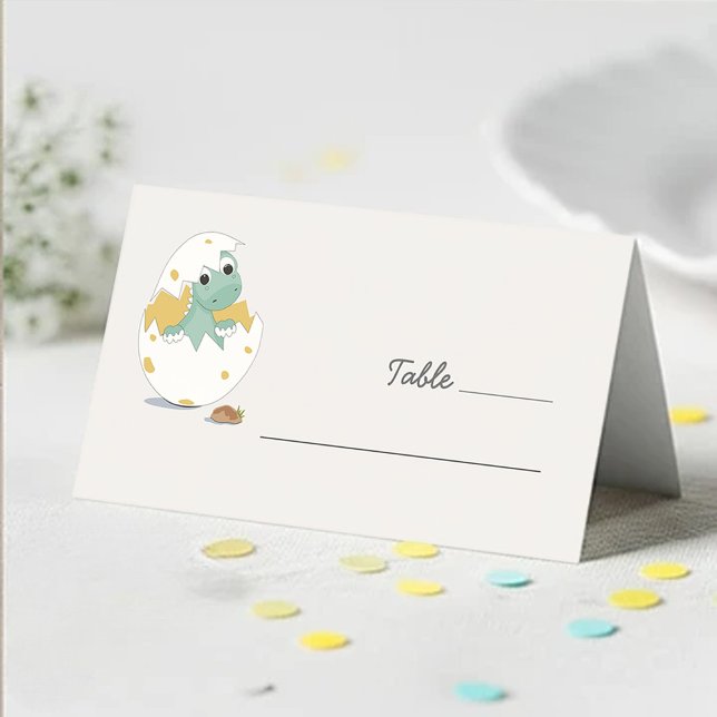 Adorable Green Dinosaur Egg Themed Baby Events Place Card (Creator Uploaded)