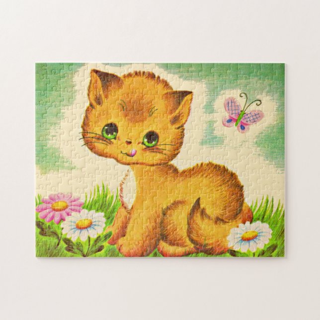 adorable green-eyed kitten jigsaw puzzle (Horizontal)