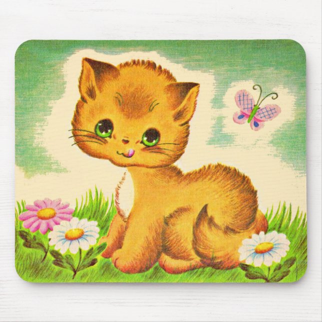 adorable green-eyed kitten mouse pad (Front)