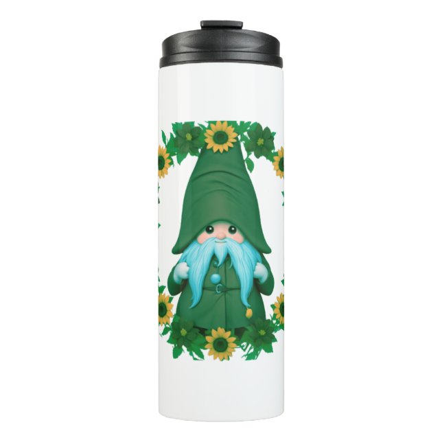 Adorable Green Gnome - Sweet Boho Gnome Flower Des Thermal Tumbler (Front)