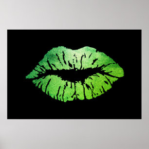 Adorable Green Lips,Kiss Poster