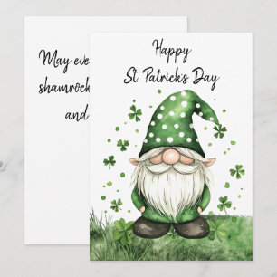Adorable Green St. Patrick's Day Gnomes Holiday Card