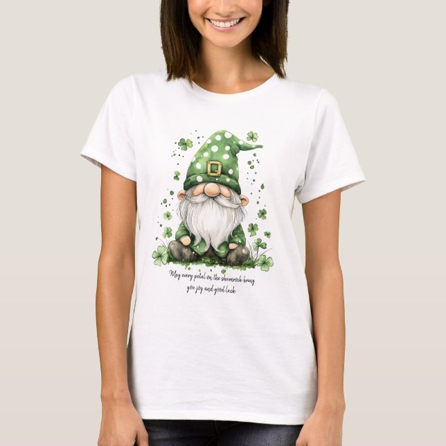 Adorable Green St. Patrick's Day Gnomes T-Shirt (Front)