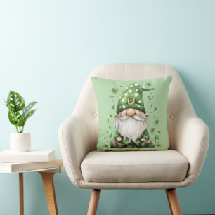 Adorable Green St. Patrick's Day Gnomes Throw Pill Cushion